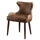 Viking Tufted Button Back barrel chair with Nailhead, Brown T2574P164502