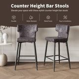 28inch Counter Height Bar Stools Set of 2, Modern Bar Upholstered Chairs with PU Leather, Metal N762P199304E