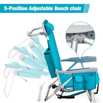 ZUN 63*65*82cm Short Oxford Cloth Silver White Aluminum Tube Bearing 100kg Beach Chair Mint Green 97992974