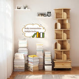 6 Tier Rotating Bookshelf, 360&deg Display Round Spinning Bookshelf with Wheels and Drawer, W3204P309484