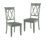 Casual Teal Finish Side Chairs Set of 2 Pine Veneer Transitional Double-X Back Design Dining Room B01143554