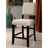Set of 2 Counter Height Chairs in Antique Black and Beige B016P156353