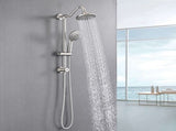 Brushed Nickel 6 Inch Rain Shower Head with Handheld Shower Head Bathroom Rain Shower System W121956007