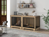 Dog Crate Furniture with Two Combined Room, XL Double Dog Cage Furniture with Tray for Medium W420P207590