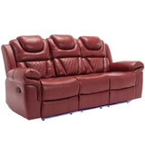 Home Theater Seating Manual Recliner Chair with Center Console and LED Light Strip for Living Room, WF310727AAJ