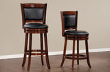 Comfortable Swivel Pub Height Chair 1pc Dark Cherry Finish Faux Leather Upholstery Solid Wood B011P238916