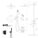Dual Shower Head - 10 Inch Wall Mounted Square Shower System with Rough-in Valve, Oil Rubber Bronze W124357632