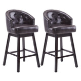 33.25" Swivel Counter Stools Set of 2, Upholstered Counter Height Bar Stools with Solid Rubber Wood WF532108BRN