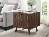 Medieval-style modern double-drawer bedside table with solid wood legs, bedside table, W1706P465285