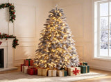 7FT Gray Pre-Lit Feather Style Christmas Tree, , 614 Branch Tips, 250 Warm White LEDs, Hinged 60552857