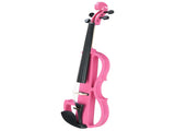 Full Size 4/4 Bunnel Edge Electric Silent Violin with Case Bow Rosin Headphone Connecting Line Pink 01411358