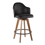Ahoy Mid-Century Counter Stool in Walnut and Black Faux Leather by LumiSource B202P222357