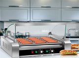 Stainless Steel Hot Dog Maker - 7 Rows, Toughened Glass Hood & 17.7"x9.8" Grill Surface 41605425
