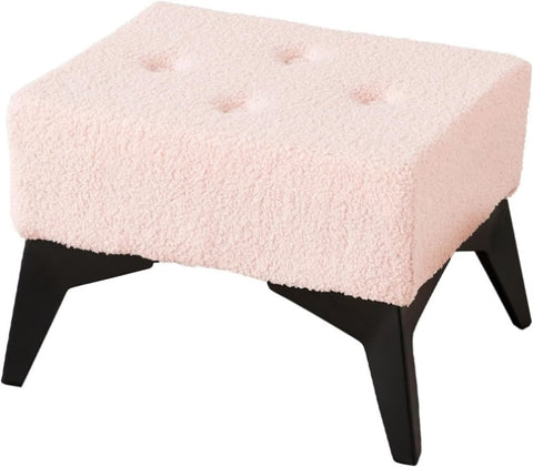 ZUN Small Footstool Ottoman Teddy Velvet Footrest Ottoman with Iron Legs, Foot Rest for Under Desk, Step 89918163