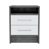 Eter Nightstand , End Table, Side Table Superior Top, Two Drawers -Smokey Oak / White B20092016