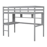 ZUN Twin Size Loft Bed with desk and shelves, Safety Guardrail and ladder,Grey W504P181852