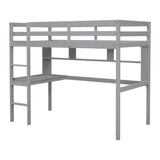 ZUN Twin Size Loft Bed with desk and shelves, Safety Guardrail and ladder,Grey W504P181852