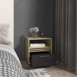 Vance 20" High One Drawer Nightstand, Casters, Mobile, One Shelf, Bedroom Natural Oak B070P254778