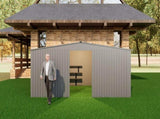 New Outdoor Storage Shed has two Functions Metal shed and Firewood Shed 11ft x13ft ,Grey 33708120