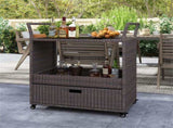 Handwoven PE Rattan Outdoor Bar with Tempered Glass Top & Drawer, 4 Wheels with Brakes Serving 78530937