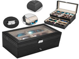 Leather 12 Piece Eyeglasses Storage and Sunglass Glasses Display Drawer Lockable Case Organizer 17832318
