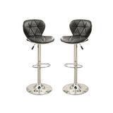 Set of 2 Adjustable Black PU Bar Stools, Chrome SR011550