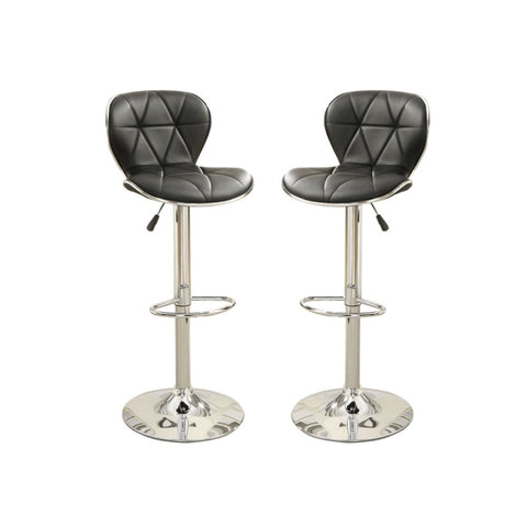 ZUN Set of 2 Adjustable Black PU Bar Stools, Chrome SR011550