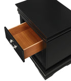 ZUN 1pc Black Finish Two Drawers Louis Philip Nightstand Solid Wood Contemporary & Simple Style B01181970