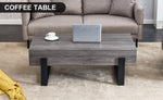 ZUN A rustic gray wood grain MDF coffee table with black metal legs - an elegant space in natural wood W1151132017