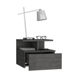 ZUN Adele Floating Nightstand with Drawer and Open Storage Shelves B200P173190