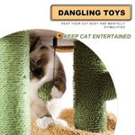 ZUN Cactus Cat Tree Cat Tower with Sisal Covered Scratching Post, Cozy Condo, Plush Perches and Fluffy 93247813