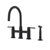 Double Handle Bridge Kitchen Faucet with Side Spray W122581047