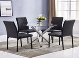 90*90*75cm Round Glass Dining Table Transparent Glass Table Leg Cross Design 73087134