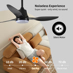 ZUN 42" Smart Ceiling Fan with Lights Remote,Silent DC Motor,Voice Control via Alexa Google WIFI W2352P224329