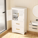 Bathroom Floor Storage,Freestanding Bathroom with 2 Drawers and 2 Doors,Storage T3210P293445