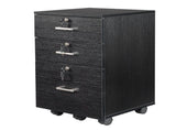 FCH Black Wood Grain Density Board Three Drawers Wooden Filing Cabinet 38131424