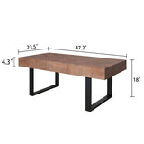 Rustic Industrial Wood Coffee Table, 47.2*23.5x18" Wood Coffee Table, Handcrafted Table W2729P270748