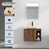 28'' Wall-Mounted Bathroom Vanity with White Ceramic Sink & Soft-Close Door, KD-Packing W999P263409