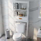 ZUN Over-the-Toilet Storage Cabinet White with one Drawer and 2 Shelves Space Saver Bathroom Rack W28227728