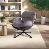 360&deg Swivel Office Chair, Modern Chenille Chair with Faux Leather and Black Metal Base Frame, No N817P205024H