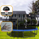 ZUN 12FT Recreational Kids Trampoline with Safety Enclosure Net & Ladder, Outdoor Recreational K1163P168399