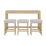 59 Inch Bar, Dining, Sofa with Power Outlet, 3 Upholstered Stools, 4 Piece Bar 15585597