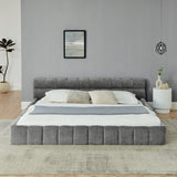 King size Upholstered Bed Frame Thick Fabric, Chenille Fabric Grounded Queen Size Platform Bed W487P246688