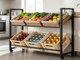 2-Tier Rolling Beer Crate Storage Rack with Hooks, Adjustable Tilt Mobile Metal Drink Organizer Cart 89026477