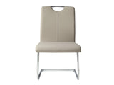 Unique Style Chrome Metal Finish Side Chairs 2pc Set Gray-Taupe Faux Leather Upholstered Casual B01156551