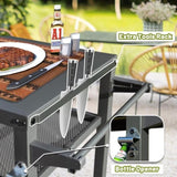 ZUN 3-Shelf Outdoor Grill Table, Grill Cart Outdoor with Wheels, Pizza Oven Table and Food Prep Table, W1859P170284