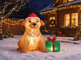 5 FT Christmas Inflatable Golden Retriever with Christmas Hat & Gift Box, Built-in LED Lights, Blow 26204893