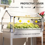 ZUN White mini greenhouse with raised garden bed 59856385