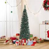 5FT Green Artificial Christmas Tree - 214 Lush Tips, 25 Realistic Pine Cones, Foldable Metal Stand 97114349