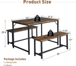 ZUN 3 Piece Kitchen Table Set with 2 Benches; Wood Dining Table Set 4-Person Space-Saving Dinette W2181P162554